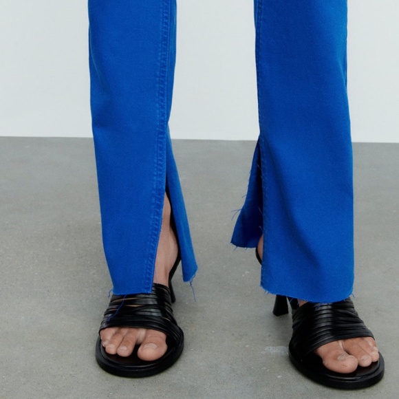 Zara cobalt blue Z1975 high rise slim flare jeans NWT - Picture 14 of 14